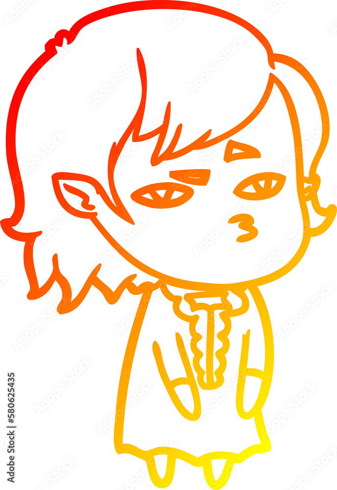 warm gradient line drawing cartoon vampire girl warm gradient line drawing cartoon vampire girl