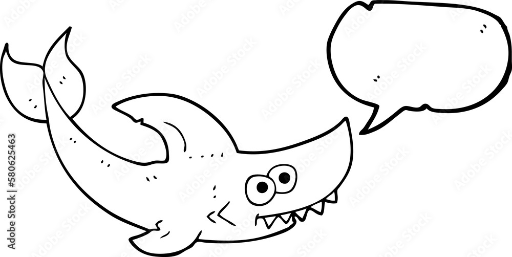 Obraz premium speech bubble cartoon shark