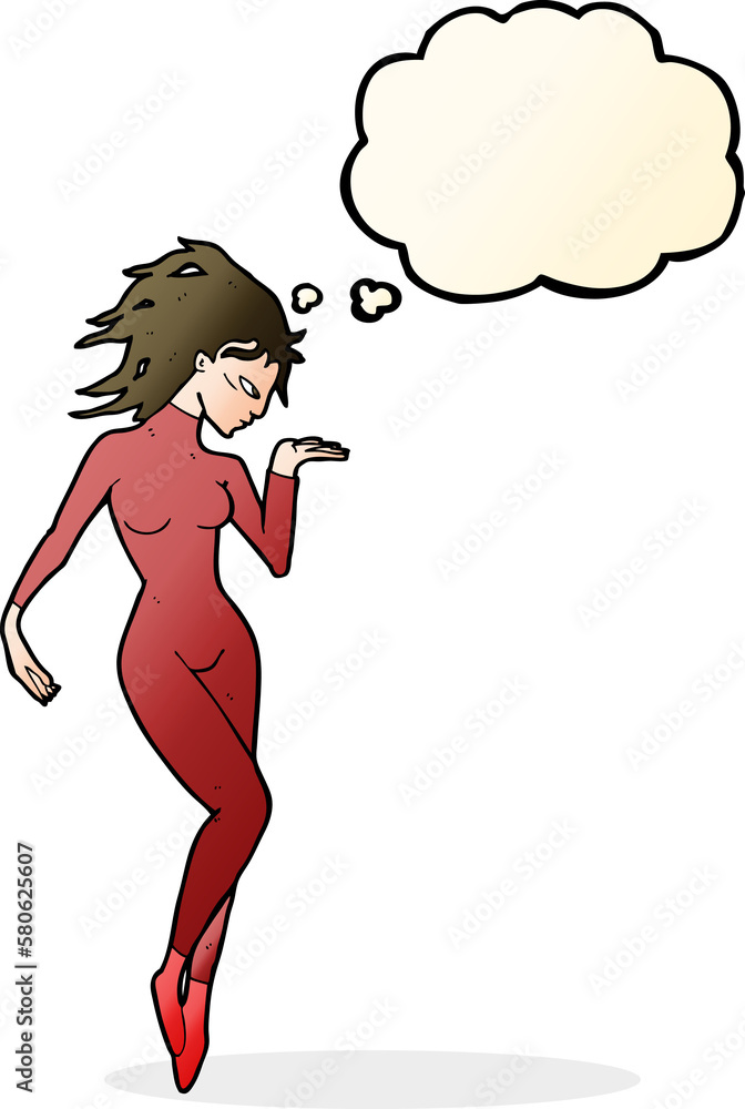 cartoon future space woman with thought bubble cartoon future space woman with thought bubble