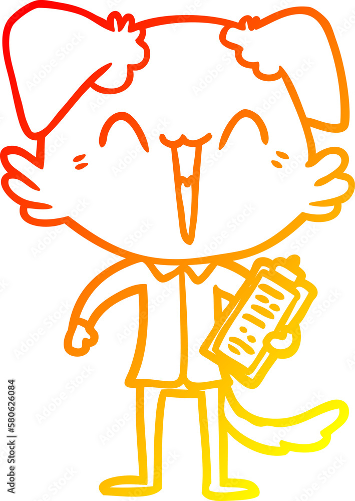 warm gradient line drawing happy office dog cartoon warm gradient line drawing happy office dog cartoon