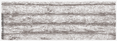 Texture of wooden logs. The texture has a seamless border along the verticals, elongated format, the background is drawn in a graphic style hand converted into a vector illustration.