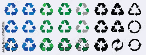 Mega set of green arrow recycle icons. recycling arrow icon. recycle logo symbol. recycling arrow sign isolated on white background. vector illustration