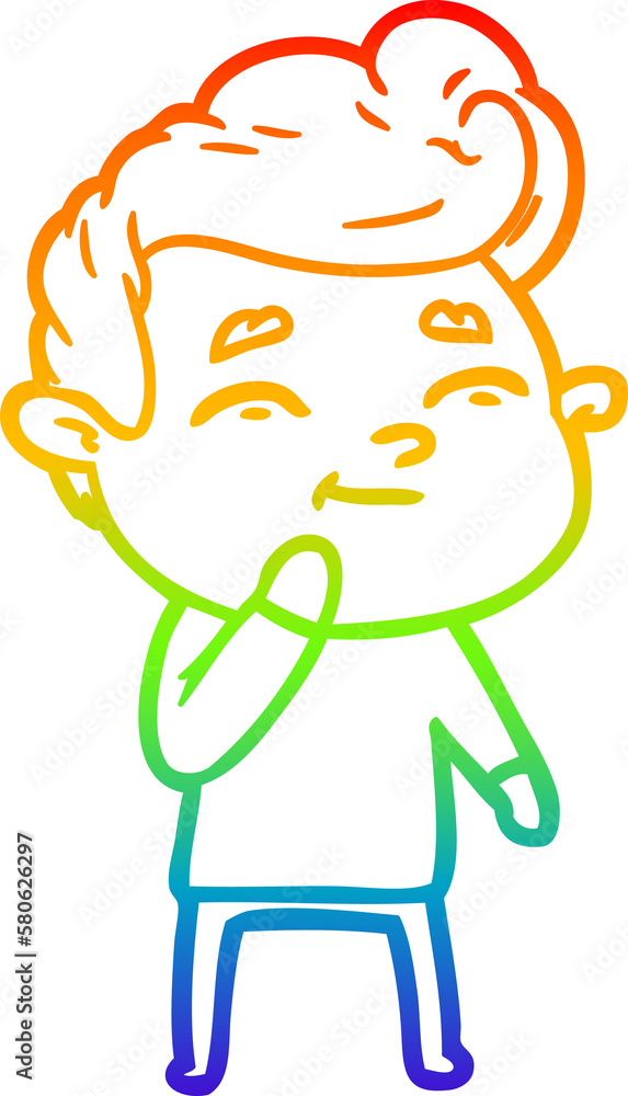 rainbow gradient line drawing happy cartoon man rainbow gradient line drawing happy cartoon man
