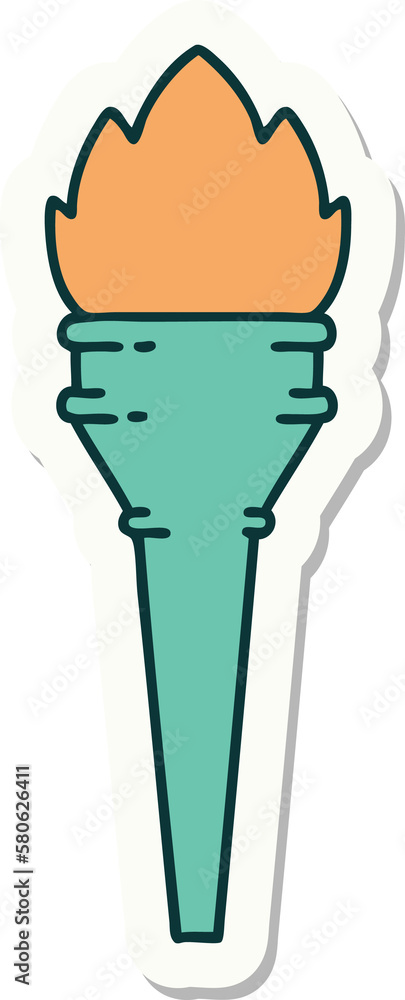 tattoo style sticker of a lit torch tattoo style sticker of a lit torch