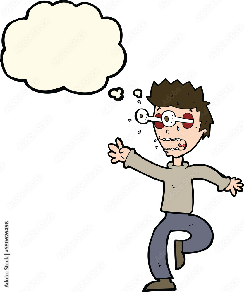 cartoon terrified man with eyes popping out with thought bubble cartoon terrified man with eyes popping out with thought bubble