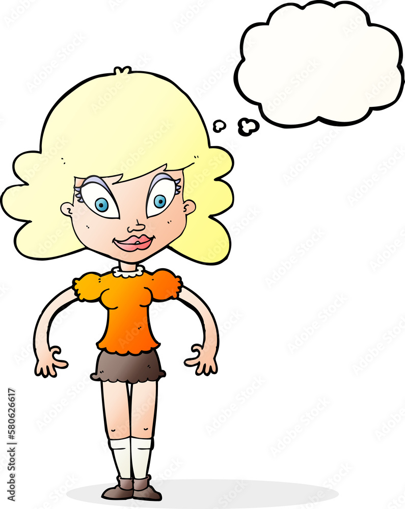 cartoon pretty woman with thought bubble cartoon pretty woman with thought bubble