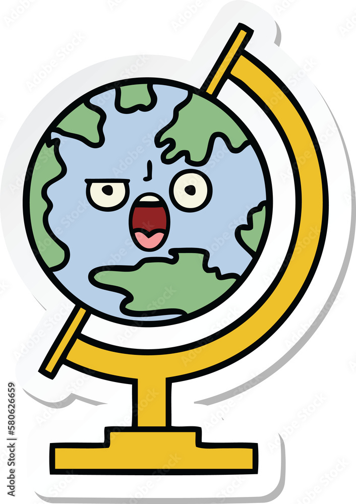 sticker of a cute cartoon globe of the world sticker of a cute cartoon globe of the world
