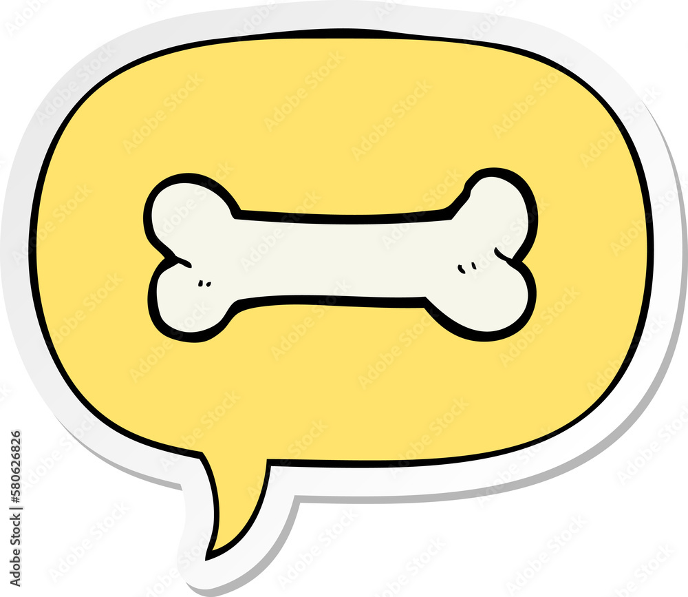 cartoon bone and speech bubble sticker cartoon bone and speech bubble sticker