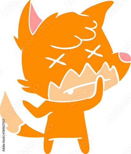 flat color style cartoon dead fox