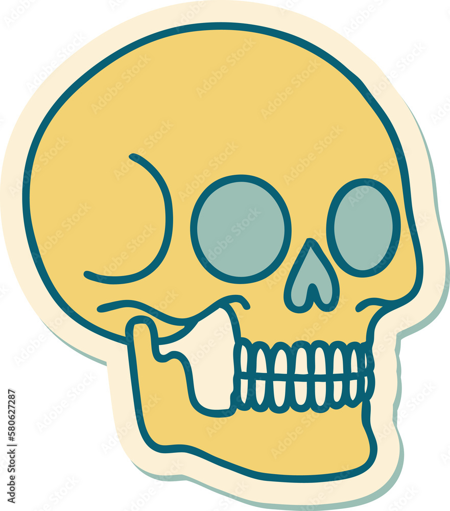 tattoo style sticker of a skull tattoo style sticker of a skull