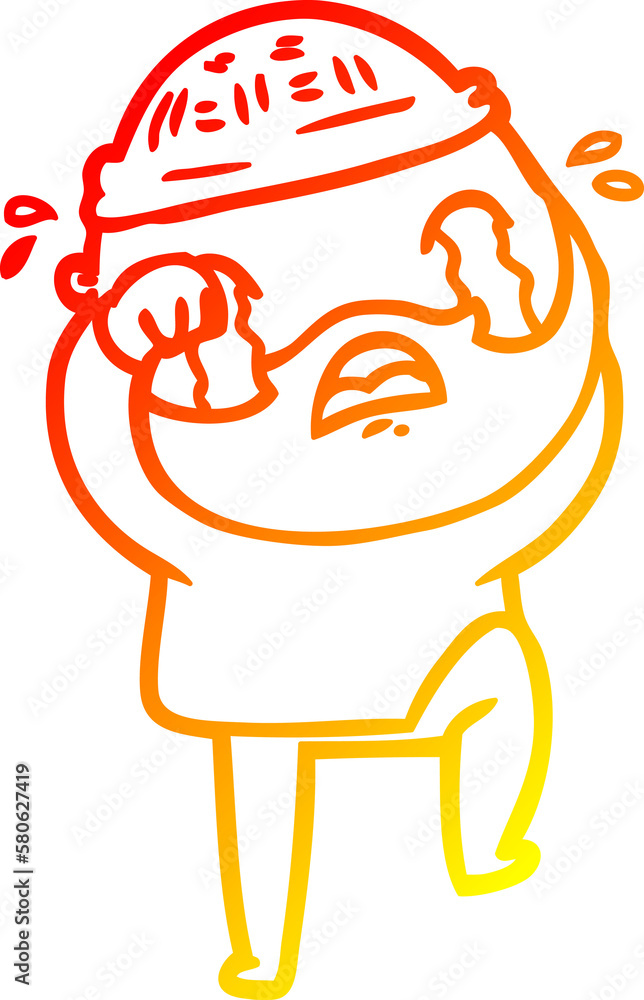 warm gradient line drawing cartoon bearded man crying and stamping foot warm gradient line drawing cartoon bearded man crying and stamping foot