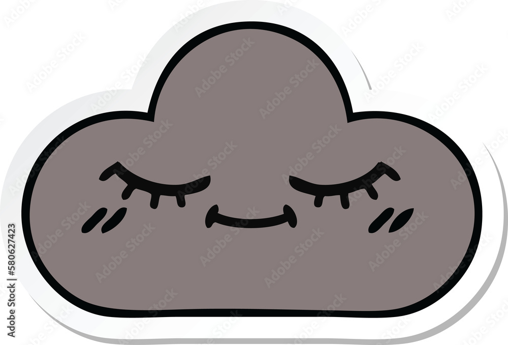 sticker of a cute cartoon storm cloud sticker of a cute cartoon storm cloud