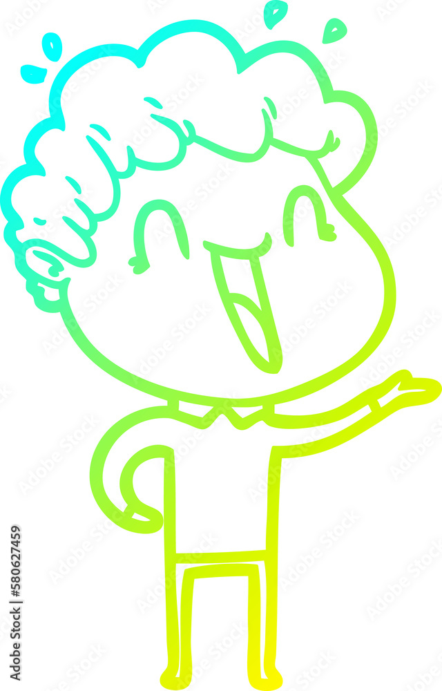 cold gradient line drawing cartoon happy man cold gradient line drawing cartoon happy man