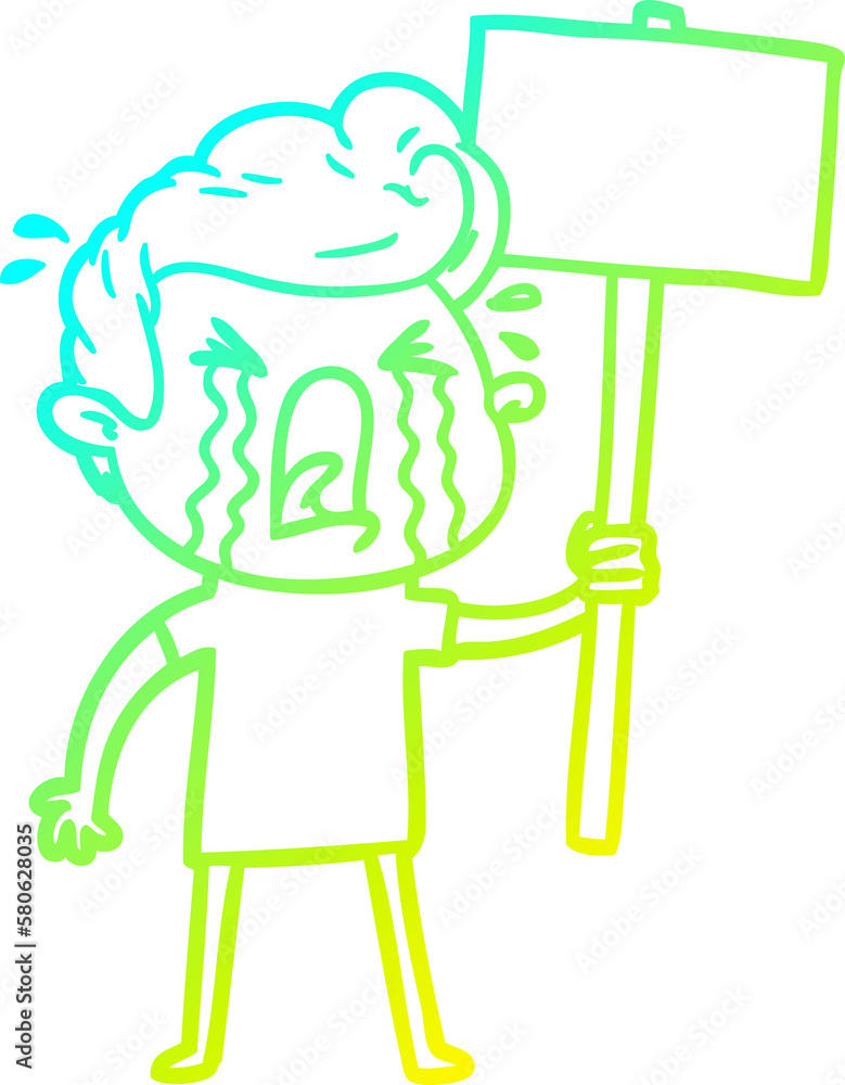 cold gradient line drawing cartoon crying man cold gradient line drawing cartoon crying man