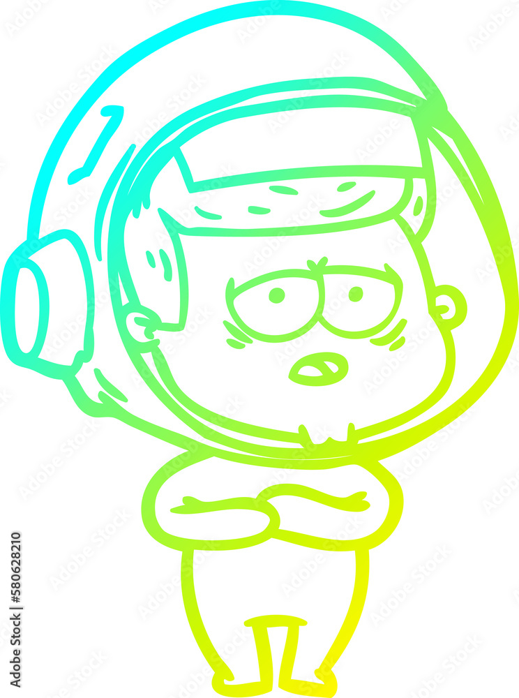 cold gradient line drawing cartoon tired astronaut cold gradient line drawing cartoon tired astronaut
