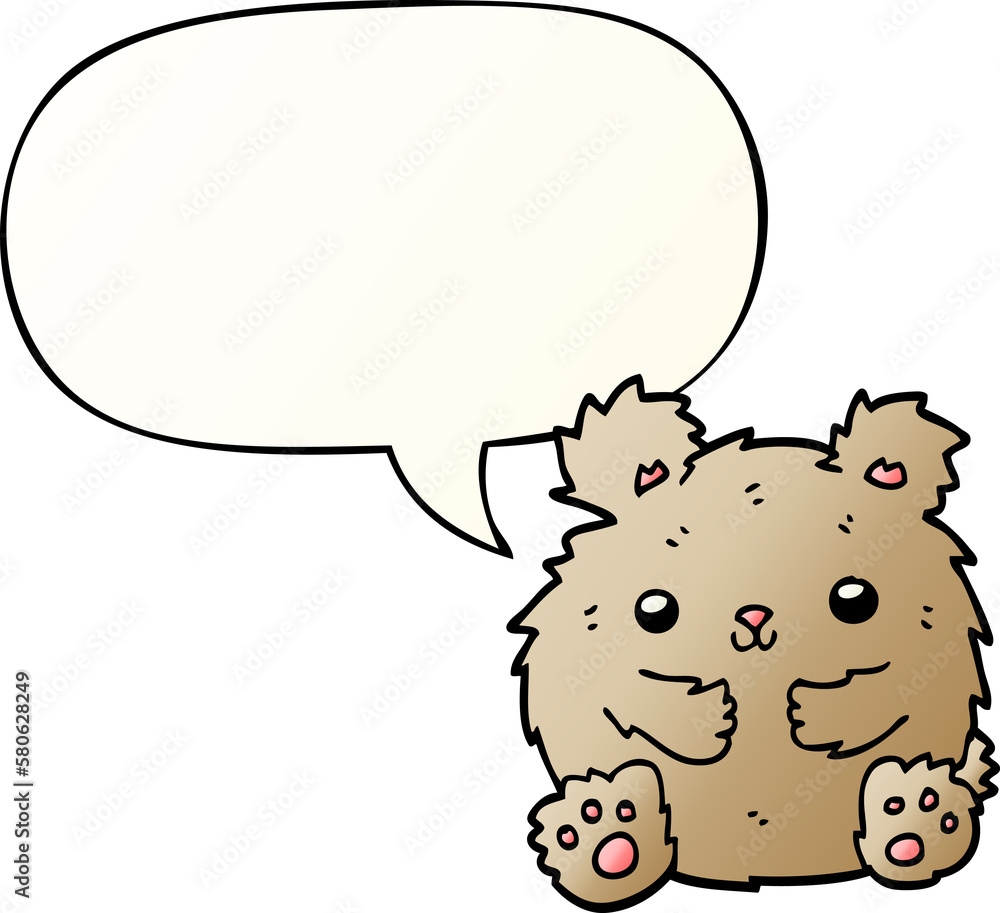 cute cartoon bear and speech bubble in smooth gradient style cute cartoon bear and speech bubble in smooth gradient style