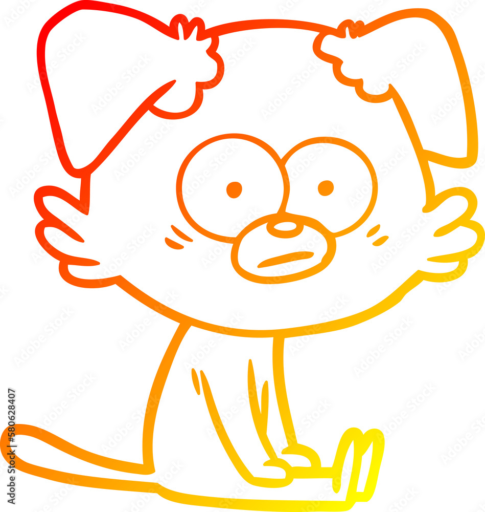Obraz premium warm gradient line drawing nervous dog cartoon
