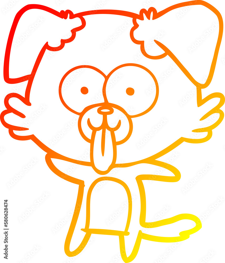 warm gradient line drawing cartoon dog with tongue sticking out warm gradient line drawing cartoon dog with tongue sticking out