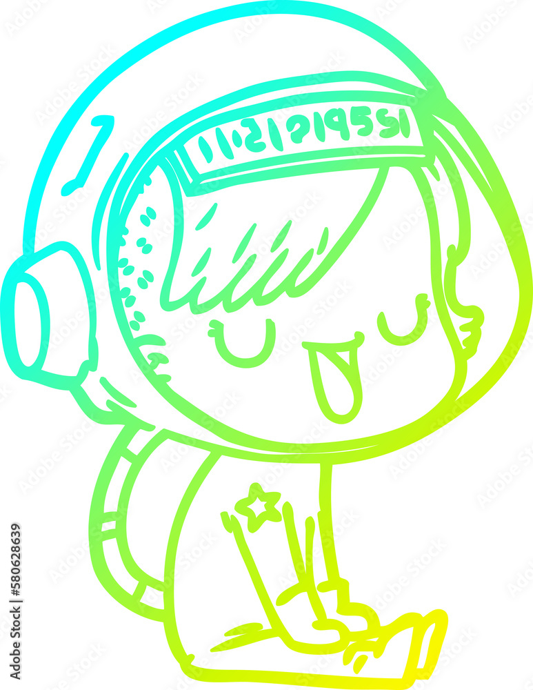 cold gradient line drawing cartoon astronaut woman cold gradient line drawing cartoon astronaut woman