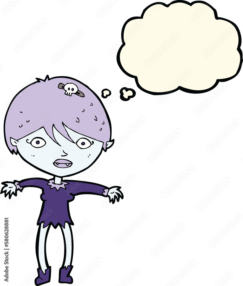 cartoon vampire girl with thought bubble cartoon vampire girl with thought bubble