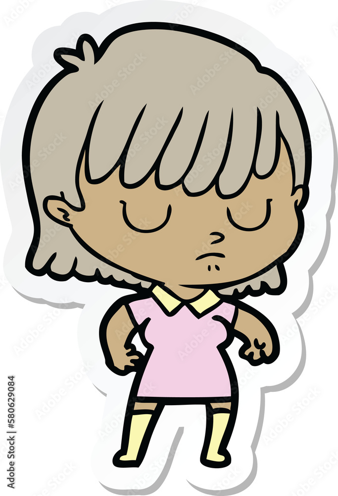 Obraz premium sticker of a cartoon woman