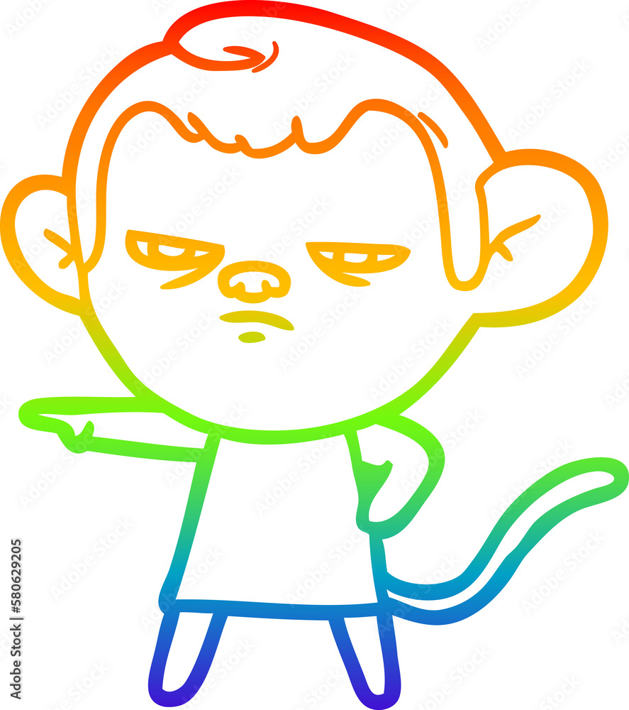 Obraz premium rainbow gradient line drawing cartoon monkey