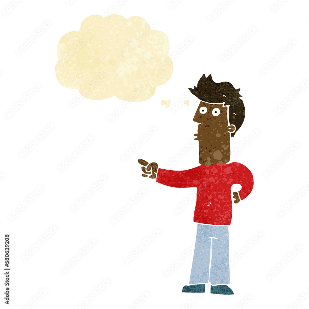 cartoon man pointing with thought bubble cartoon man pointing with thought bubble