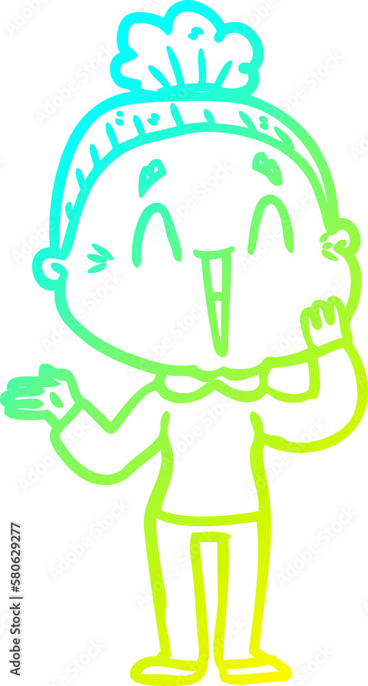 cold gradient line drawing cartoon happy old lady cold gradient line drawing cartoon happy old lady