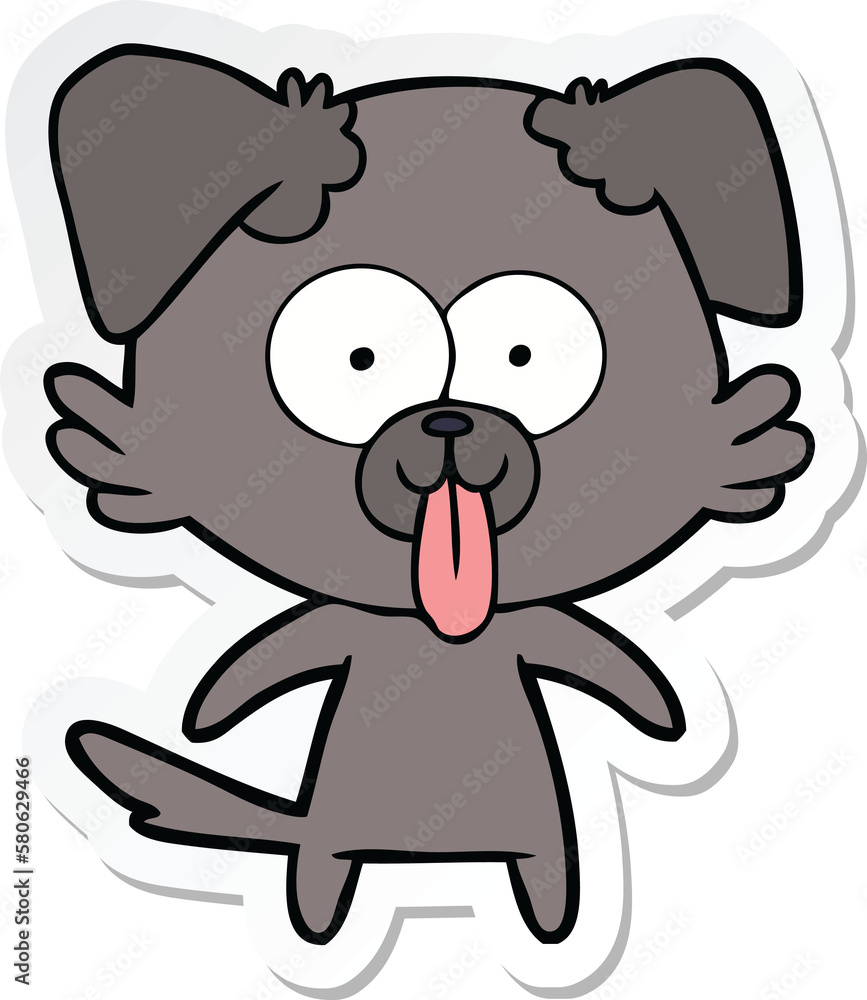 sticker of a cartoon dog with tongue sticking out sticker of a cartoon dog with tongue sticking out
