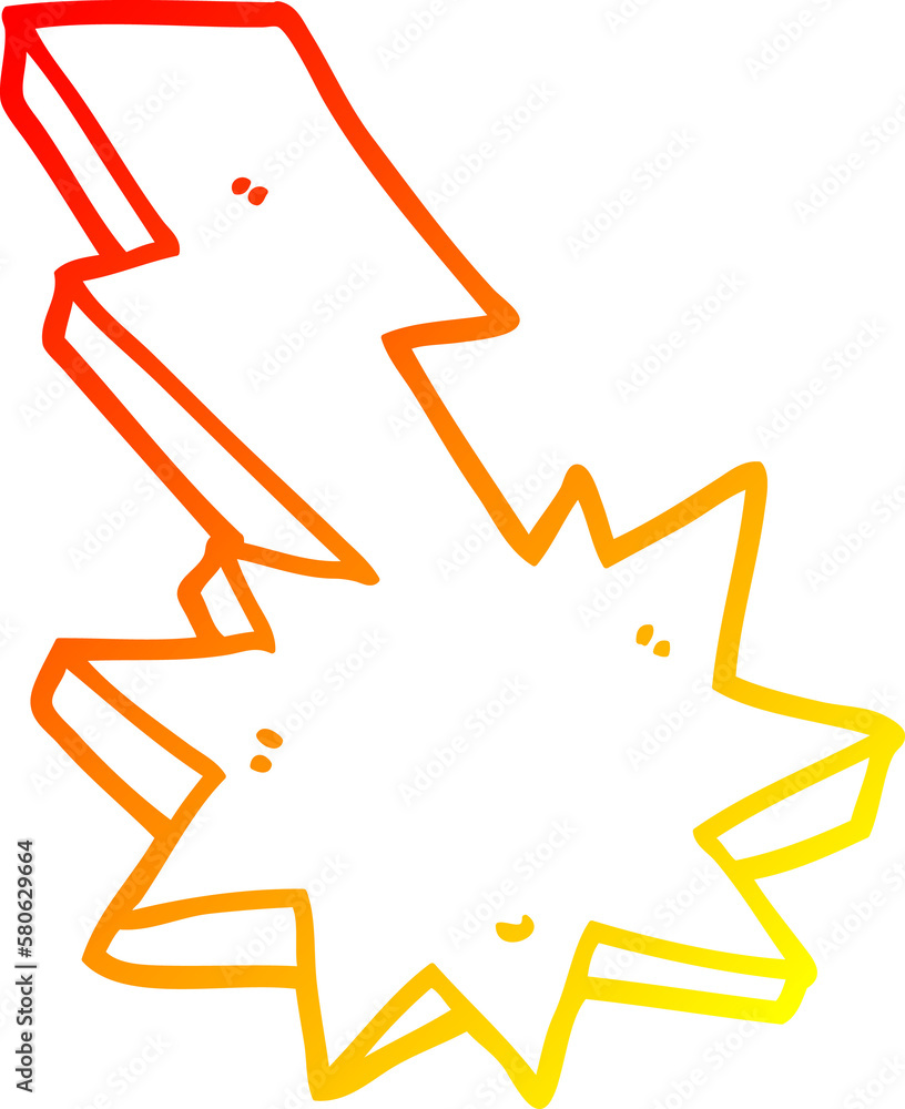 warm gradient line drawing cartoon lightning strike warm gradient line drawing cartoon lightning strike