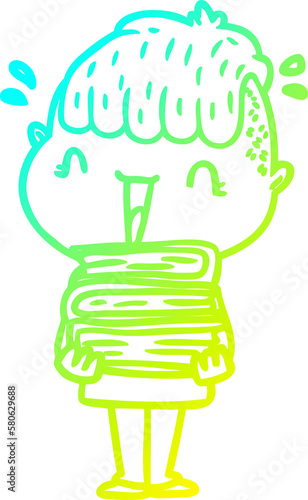 Fotografie cold gradient line drawing cartoon happy boy surprised