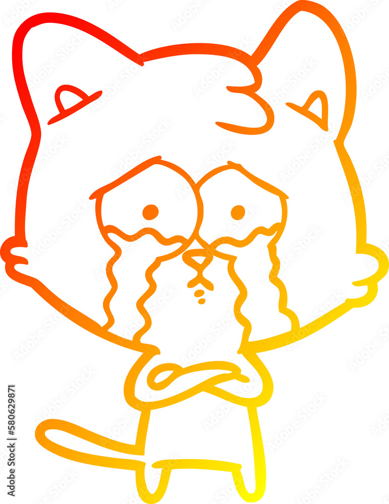 warm gradient line drawing cartoon crying cat warm gradient line drawing cartoon crying cat