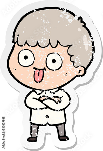 Wallpaper Mural distressed sticker of a cartoon man staring Torontodigital.ca