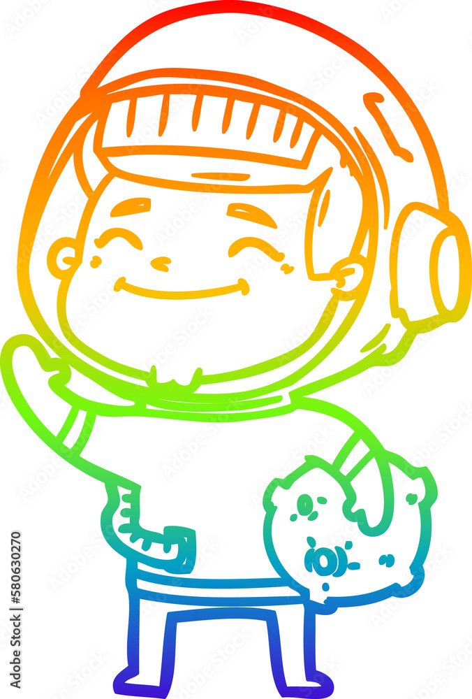 rainbow gradient line drawing happy cartoon astronaut rainbow gradient line drawing happy cartoon astronaut