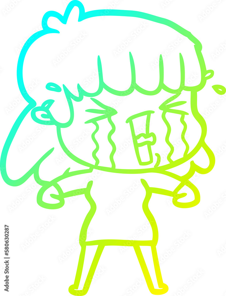 cold gradient line drawing cartoon woman in tears cold gradient line drawing cartoon woman in tears
