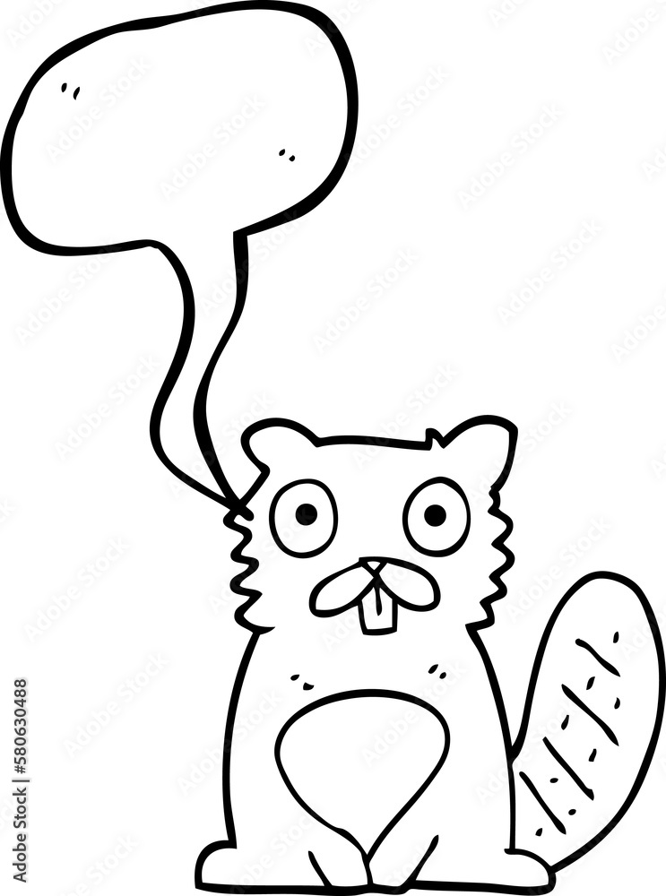 Obraz premium speech bubble cartoon beaver