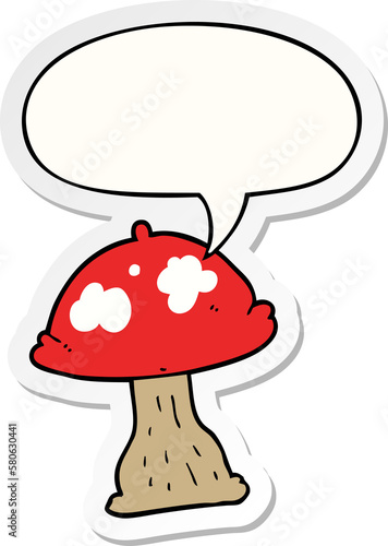 cartoon mushroom and speech bubble sticker