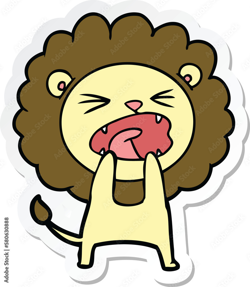 sticker of a cartoon angry lion sticker of a cartoon angry lion