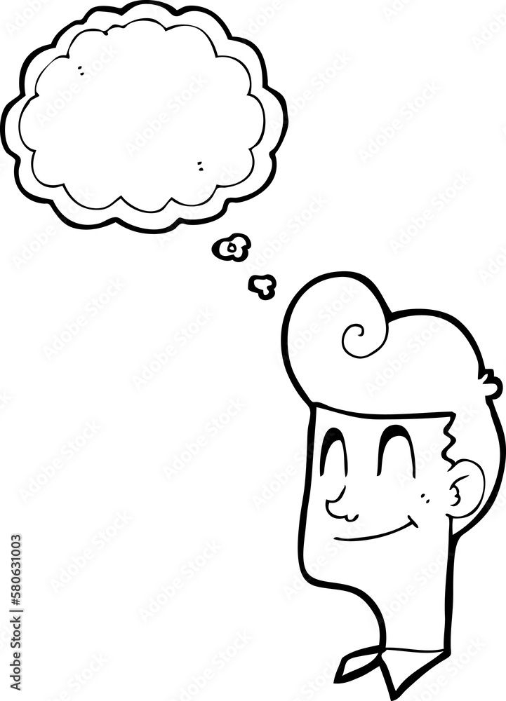 thought bubble cartoon smiling man thought bubble cartoon smiling man
