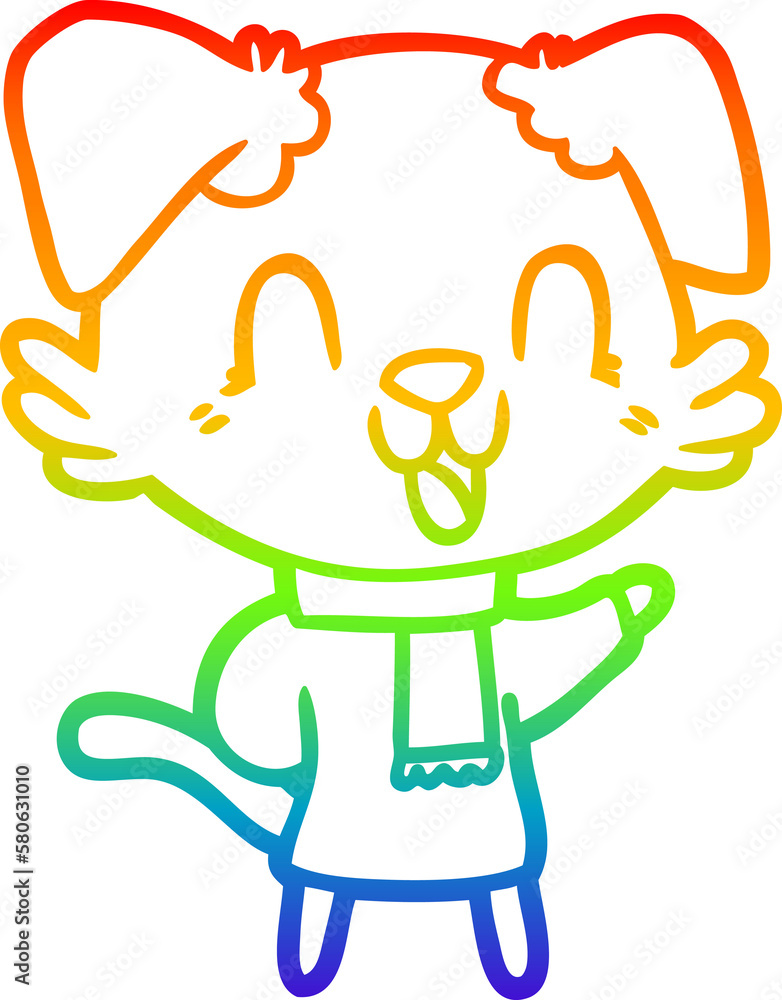 rainbow gradient line drawing laughing cartoon dog rainbow gradient line drawing laughing cartoon dog