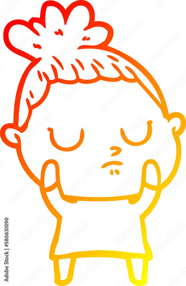 warm gradient line drawing cartoon calm woman warm gradient line drawing cartoon calm woman