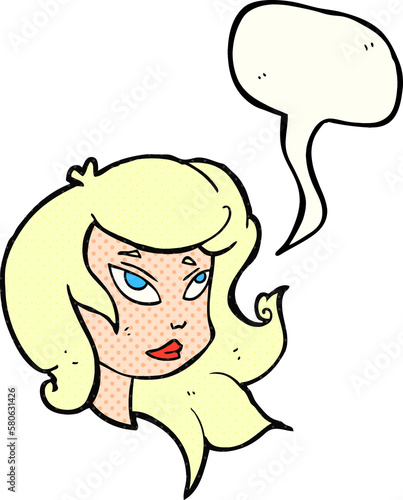 comic book speech bubble cartoon female face