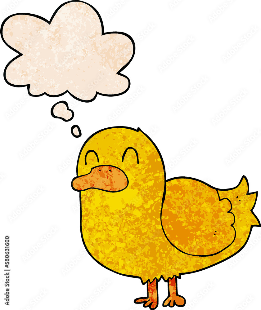 cartoon duck and thought bubble in grunge texture pattern style cartoon duck and thought bubble in grunge texture pattern style
