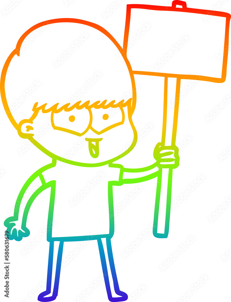 rainbow gradient line drawing cartoon happy boy rainbow gradient line drawing cartoon happy boy