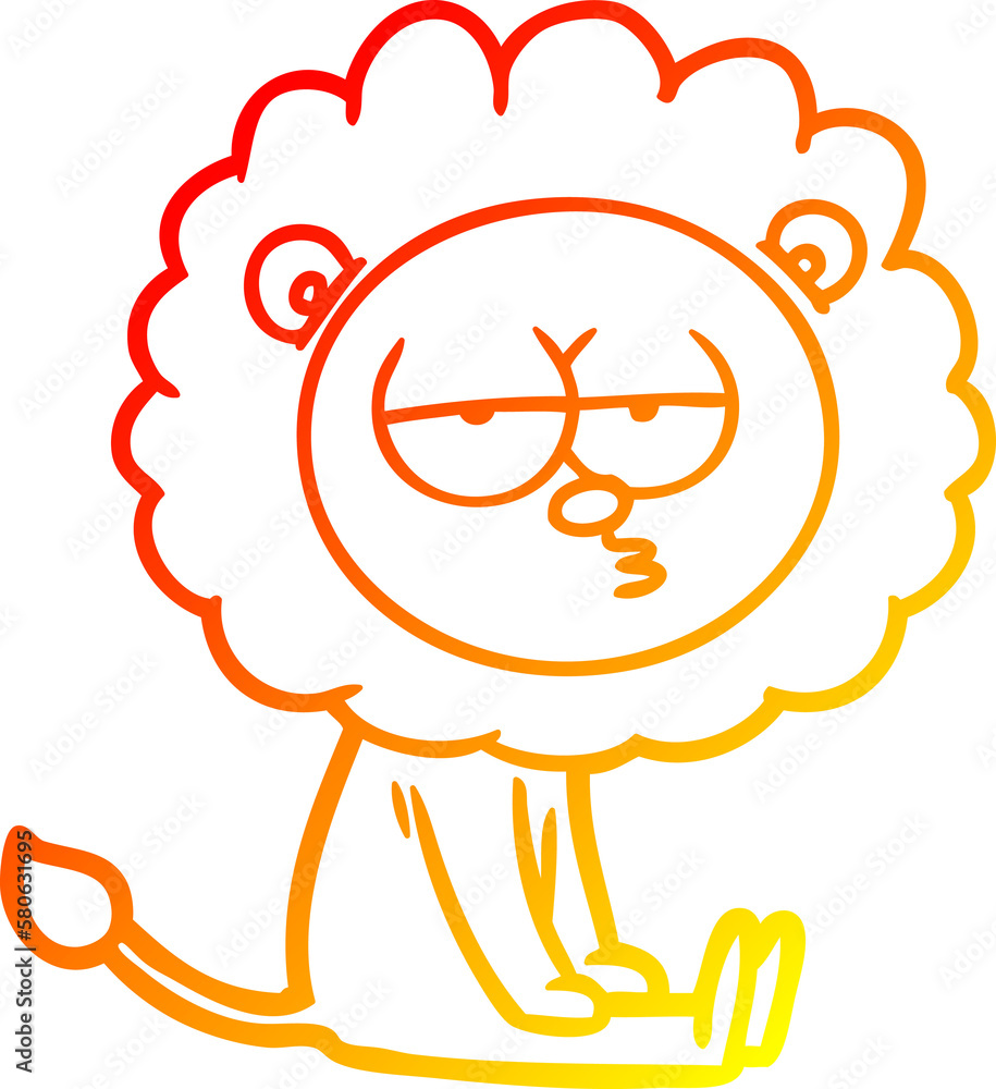 warm gradient line drawing cartoon bored lion warm gradient line drawing cartoon bored lion