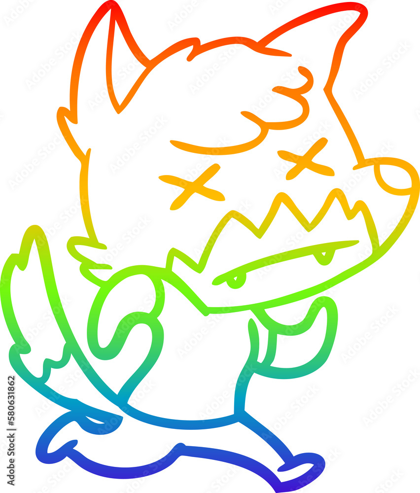 rainbow gradient line drawing cartoon dead fox rainbow gradient line drawing cartoon dead fox