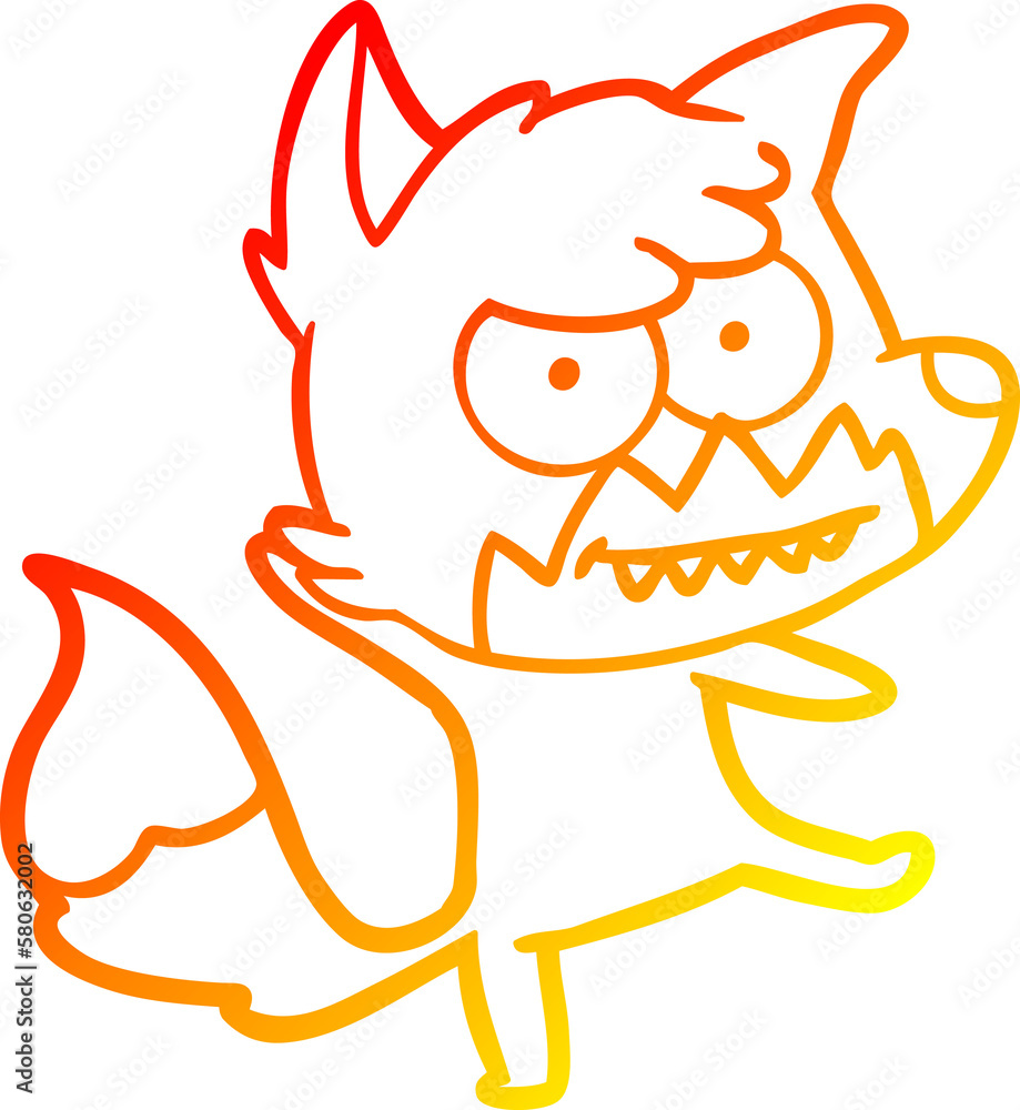 warm gradient line drawing cartoon grinning fox warm gradient line drawing cartoon grinning fox