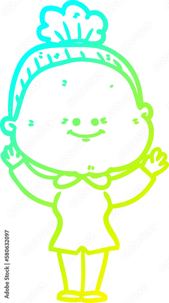 cold gradient line drawing cartoon happy old woman cold gradient line drawing cartoon happy old woman