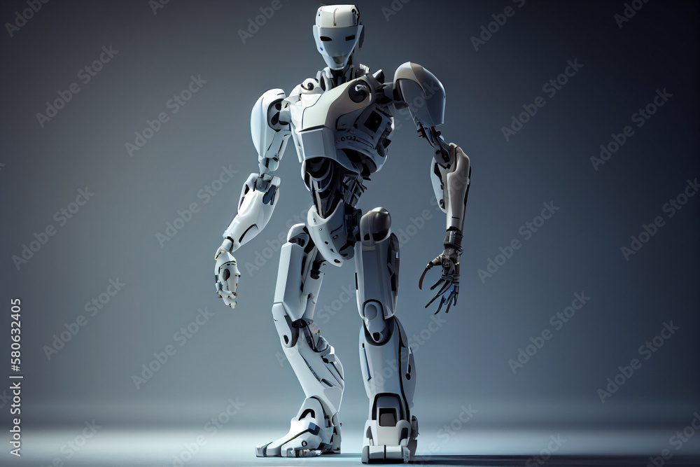 The White Machine: A Humanoid Robot Companion. AI Generated