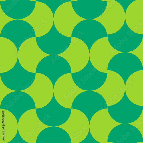 Mid century modern ogee scallop jade green and mint green shapes seamless pattern. For retro backgrounds, home décor , textile and wallpaper	